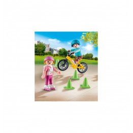 Figurina copii cu role si bicicleta Playmobil
